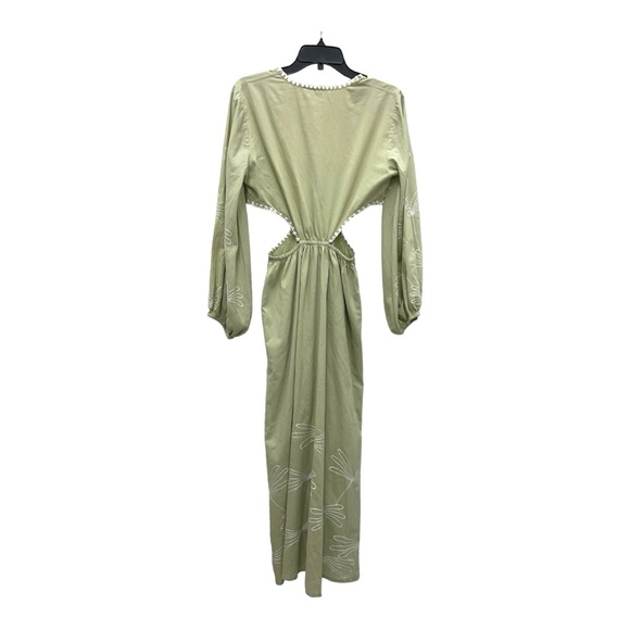 CHAKERIS Cut Out Maxi Dress WHIPSTITCH Embroidered Palm Tree Charleston Madison - Picture 3 of 6